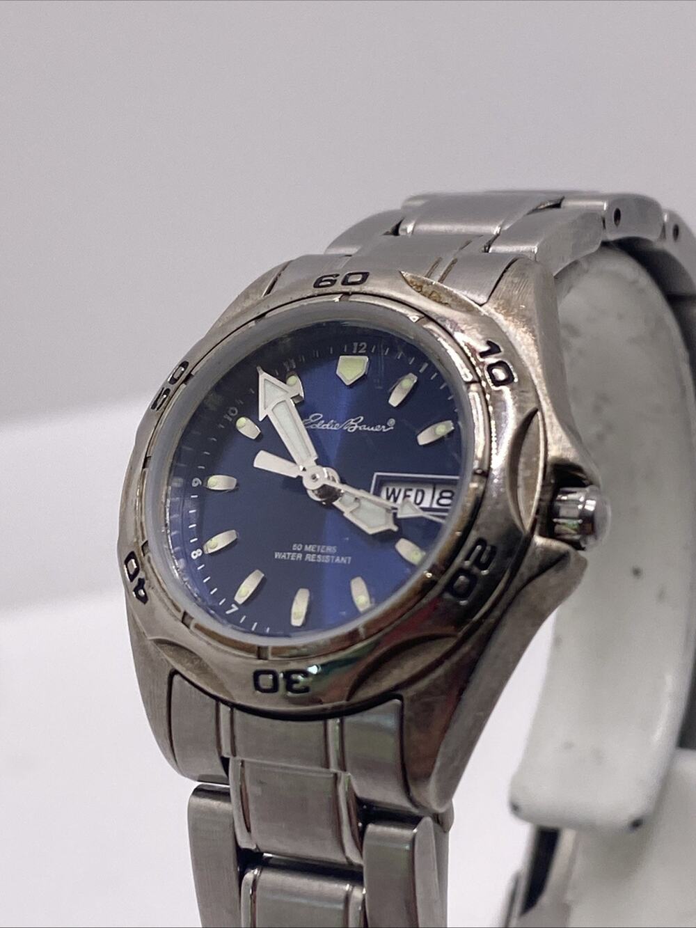 Eddie Bauer Womens Blue Dial Silver Watch Works New Battery
